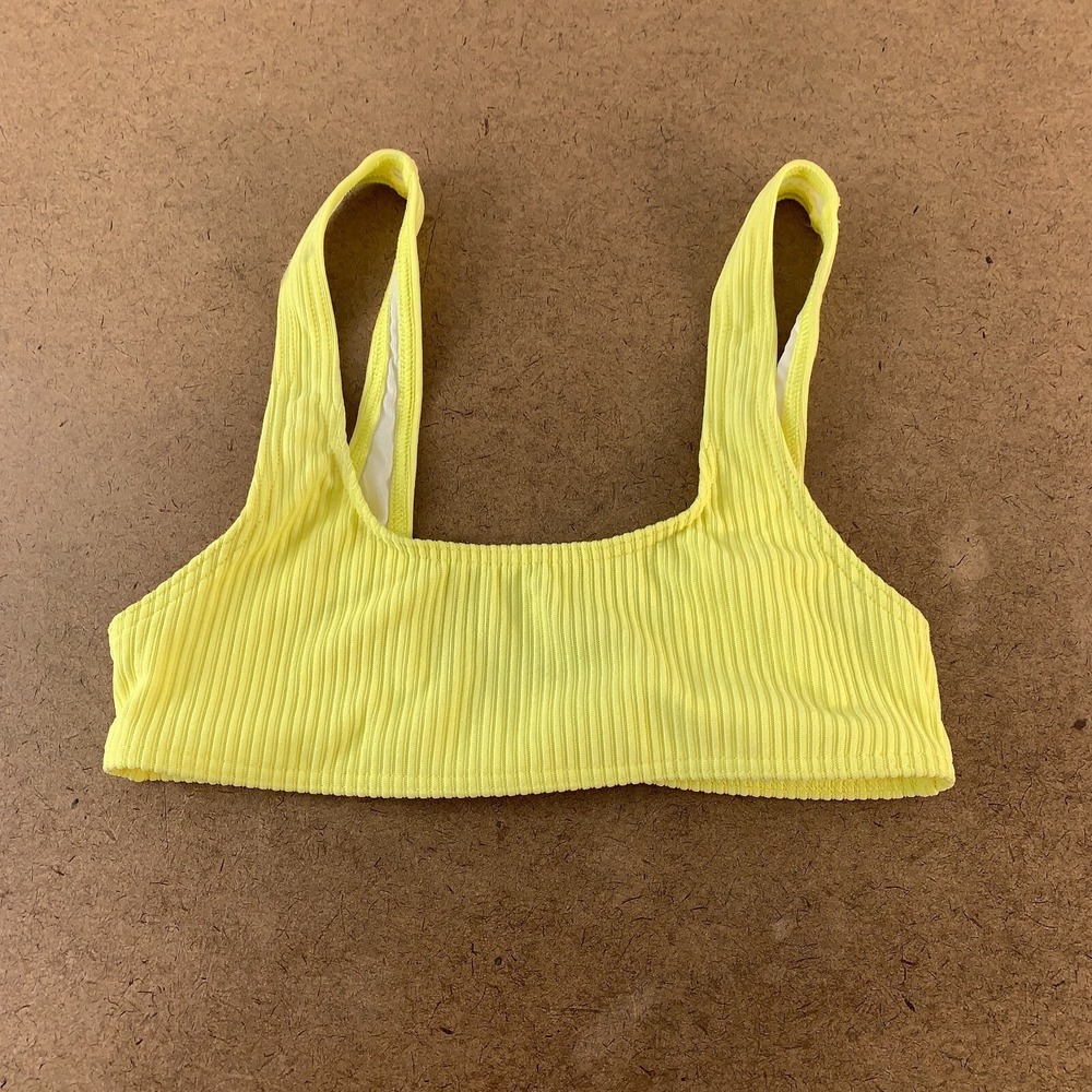 COLLUSION Women's Size 8 Yellow Ribbed Back Closure Bikini Tank Top New